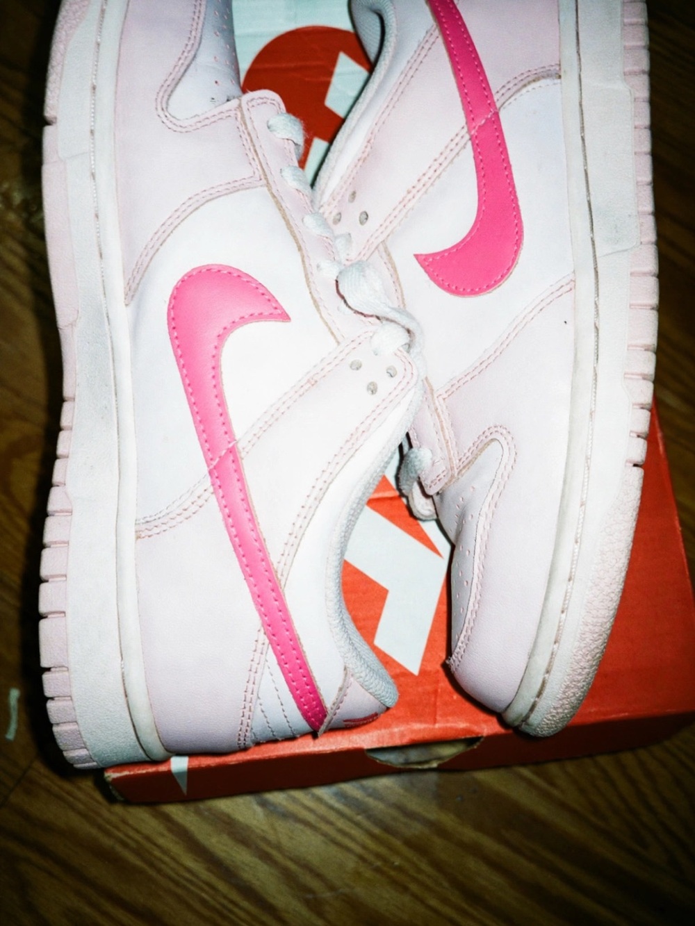 Nike Women's Light Pink Low-Top Sneakers with Hot Pink Swoosh - Picture 3 of 3